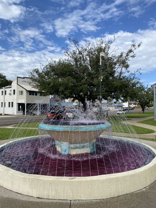 Rotary Park Fountain Ingham in purple